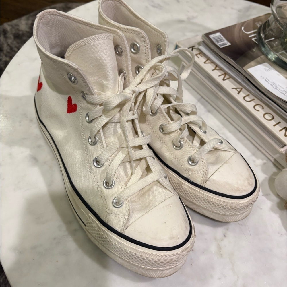 Custom Chuck Taylor All Star Lift Platform Heart Embroidery - Picture 3 of 11